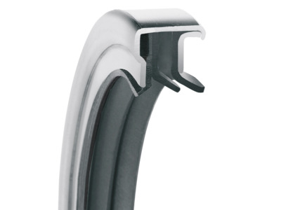 PS-SEAL® Rotary Shaft Seal, Dual Tandem Lips, Dust Lip, GYLON Black Lip Material, 1.4571/316Ti Case Material, FKM Static Seal Material, 2.165 Inch Shaft Size X 2.835 Inch Bore Size X 0.394 Inch Width, 0.197 Inch Preload