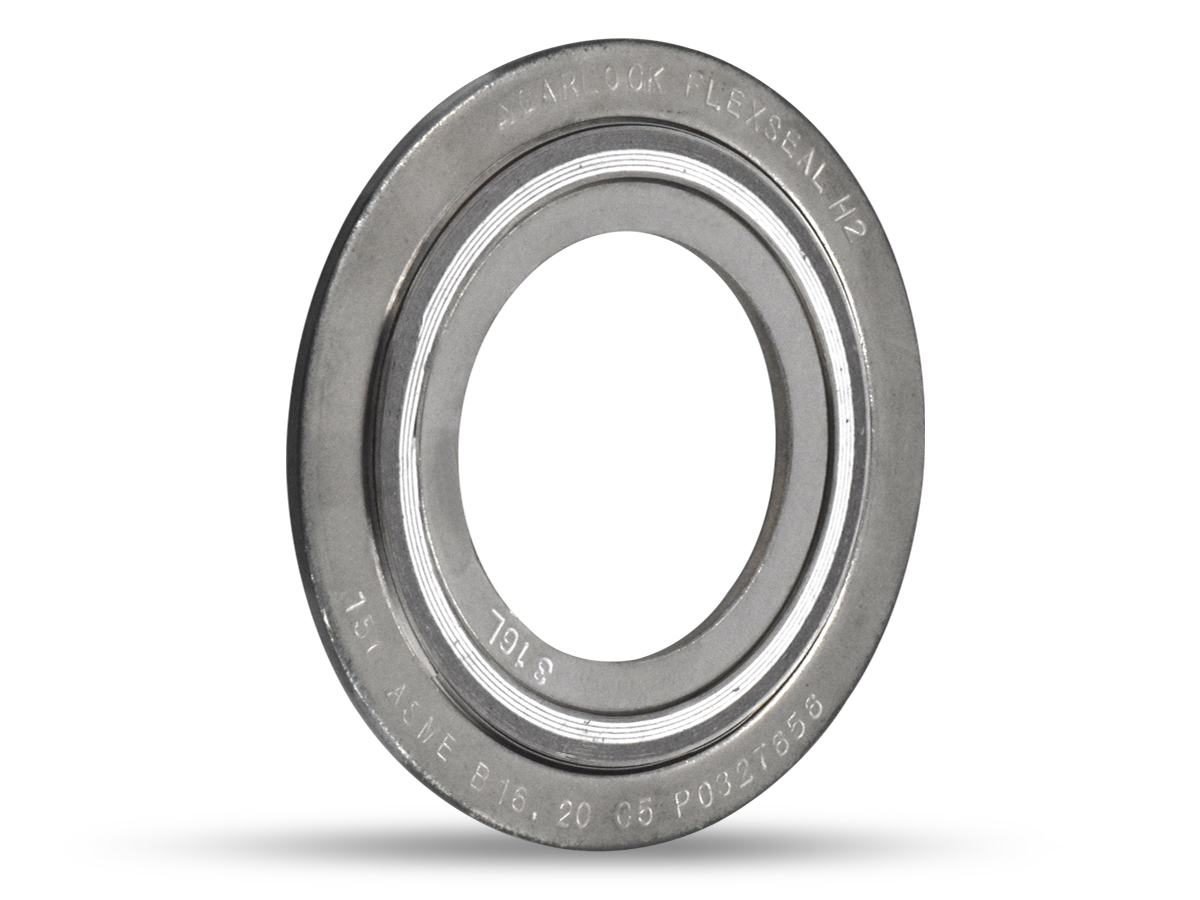FLEXSEAL® H2 Spiral Wound Gasket for 8 Inch ASME B16.5 Class 150 Flange, 316L Stainless Steel Winding, ePTFE/FG Filler, 316L Stainless Steel Outer Ring 316L Stainless Steel Inner Ring Domestic USA Manufactured