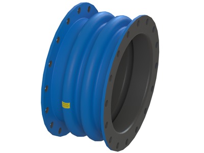 Style 204HP Pipe Expansion Joint, EPDM Tube Material, Chlorobutyl Cover Material, Polyester Body Material, 18.000 inch Inside Diameter, 12.000 inch Face-to-Face Length, 2 Filled Arches, Holes for Following Flange Standard(s): ASME Class 125/150 A; Blue Paint
