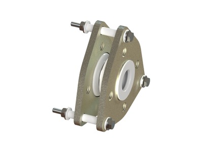 SURE-LINK® Pipe Expansion Joint, PTFE Tube Material, PTFE Cover Material, PTFE Body Material, 3.000 inch Inside Diameter, 3.625 inch Face-to-Face Length, 3 Convolutions, Fixed Metal Flanges, Holes for Following Flange Standard(s): ASME Class 125/150 A; Previously Style 215