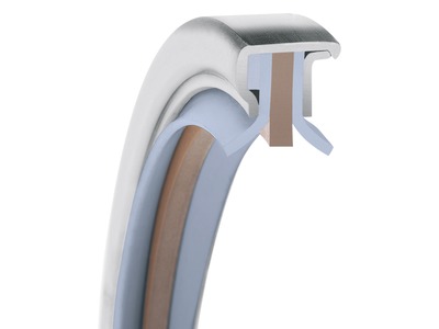 PS-SEAL® Rotary Shaft Seal, Dual Back-to-Back Lips, GYLON Blue Lip Material, 1.4571/316Ti Case Material, GYLON Blue Static Seal Material, 1.772 Inch Shaft Size X 2.441 Inch Bore Size X 0.394 Inch Width, 0.118 Inch Preload