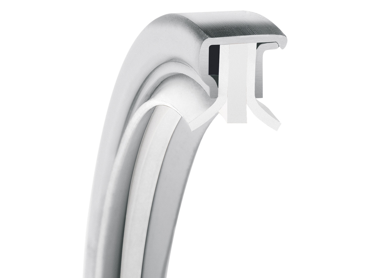 PS-SEAL® Rotary Shaft Seal, Dual Opposed Lips, GYLON White Lip Material, 1.4401/316 Case Material, FKM Static Seal Material, 1.000 Inch Shaft Size X 1.500 Inch Bore Size X 0.438 Inch Width, 0.197 Inch Preload, 145 psi Max Pressure
