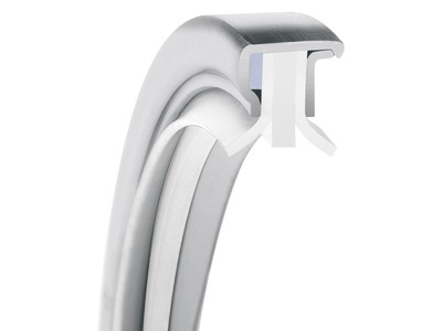 PS-SEAL® Rotary Shaft Seal, Dual Back-to-Back Lips, GYLON White Lip Material, 1.4571/316Ti Case Material, GYLON Blue Static Seal Material, 5.512 Inch Shaft Size X 6.496 Inch Bore Size X 0.394 Inch Width, 0.197 Inch Preload