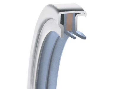 PS-SEAL® Rotary Shaft Seal, Dual Tandem Lips, GYLON Blue Lip Material, 1.4571/316Ti Case Material, FKM Static Seal Material, 1.969 Inch Shaft Size X 2.756 Inch Bore Size X 0.394 Inch Width, 0.197 Inch Preload