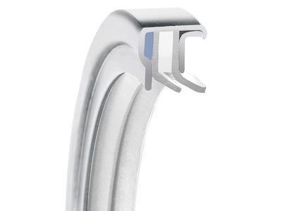 PS-SEAL® Rotary Shaft Seal, Dual Tandem Lips, GYLON White Lip Material, 1.4571/316Ti Case Material, GYLON Blue Static Seal Material, 5.512 Inch Shaft Size X 6.496 Inch Bore Size X 0.394 Inch Width, 0.197 Inch Preload