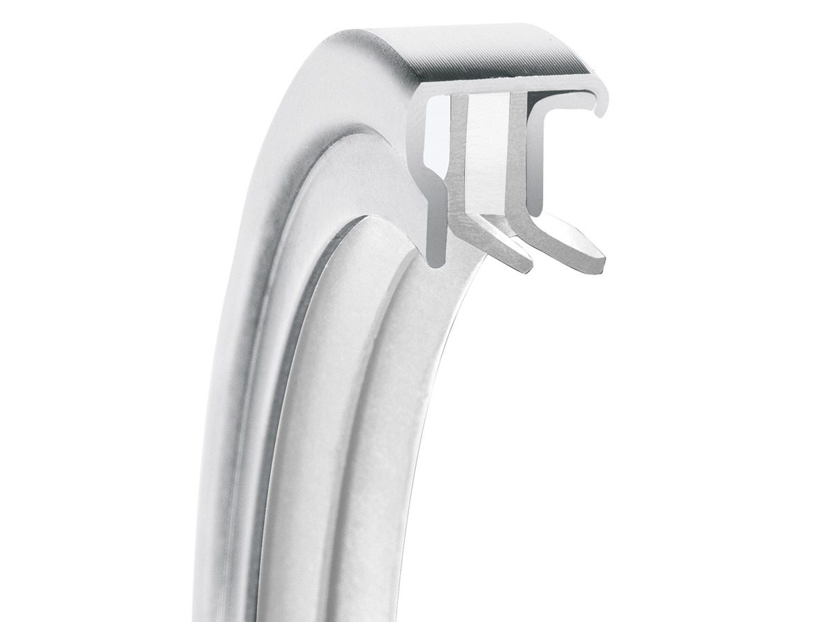 PS-SEAL® Rotary Shaft Seal, Dual Tandem Lips, GYLON White Lip Material, 1.4571/316Ti Case Material, GYLON White Static Seal Material, 2.362 Inch Shaft Size X 2.835 Inch Bore Size X 0.394 Inch Width, 0.157 Inch Preload