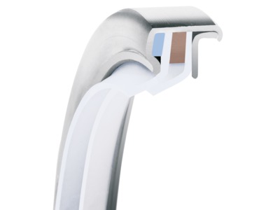 PS-SEAL® Rotary Shaft Seal, Dual Tandem Reverse Lips, GYLON White Lip Material, 1.4571/316Ti Case Material, GYLON Blue Static Seal Material, 3.937 Inch Shaft Size X 4.724 Inch Bore Size X 0.472 Inch Width, 0.197 Inch Preload