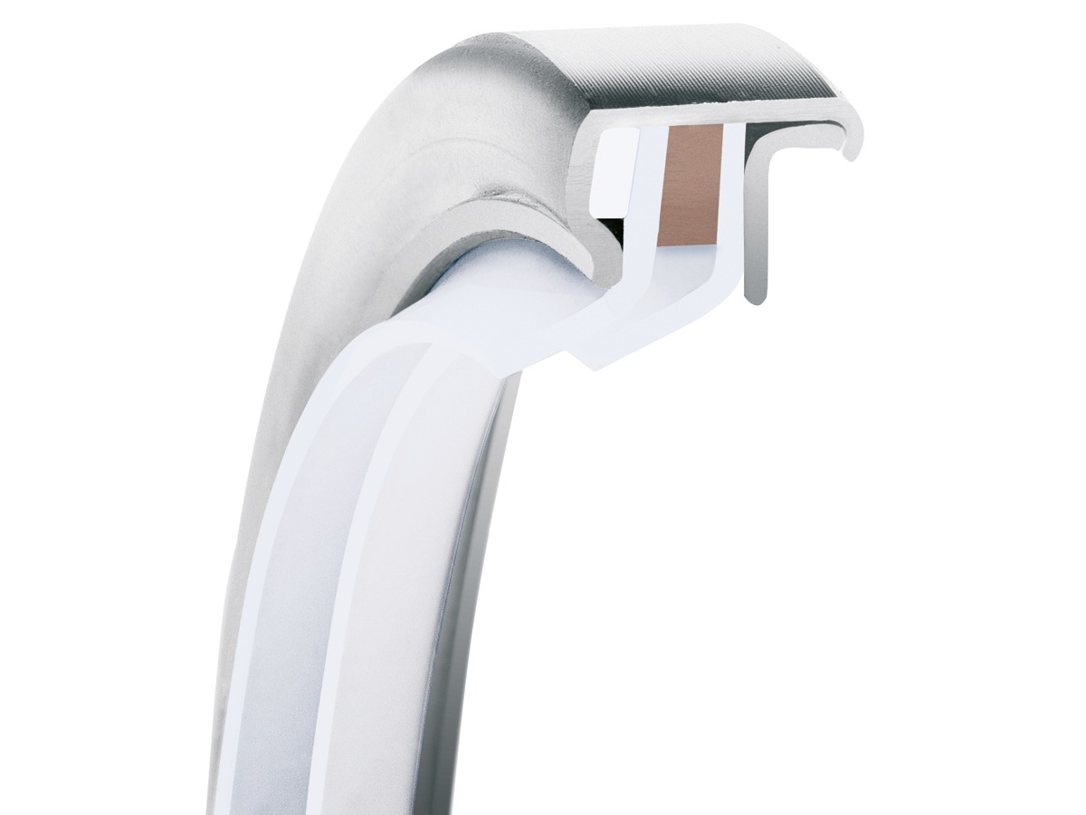 PS-SEAL®, Dual Tandem Reverse Lips Rotary Shaft Seal, GYLON White Lip Material, 1.4571/316Ti Case Material, GYLON White Static Seal Material, 100.00 mm Shaft Size X 120.00 mm Bore Size X 12.00 mm Width, 5.00 mm Preload, 5.00 bar Max Pressure