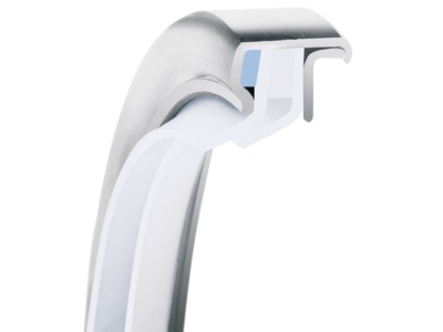 PS-SEAL® Rotary Shaft Seal, Dual Tandem Reverse Lips, GYLON White Lip Material, 1.4571/316Ti Case Material, GYLON Blue Static Seal Material, 5.512 Inch Shaft Size X 6.496 Inch Bore Size X 0.394 Inch Width, 0.197 Inch Preload