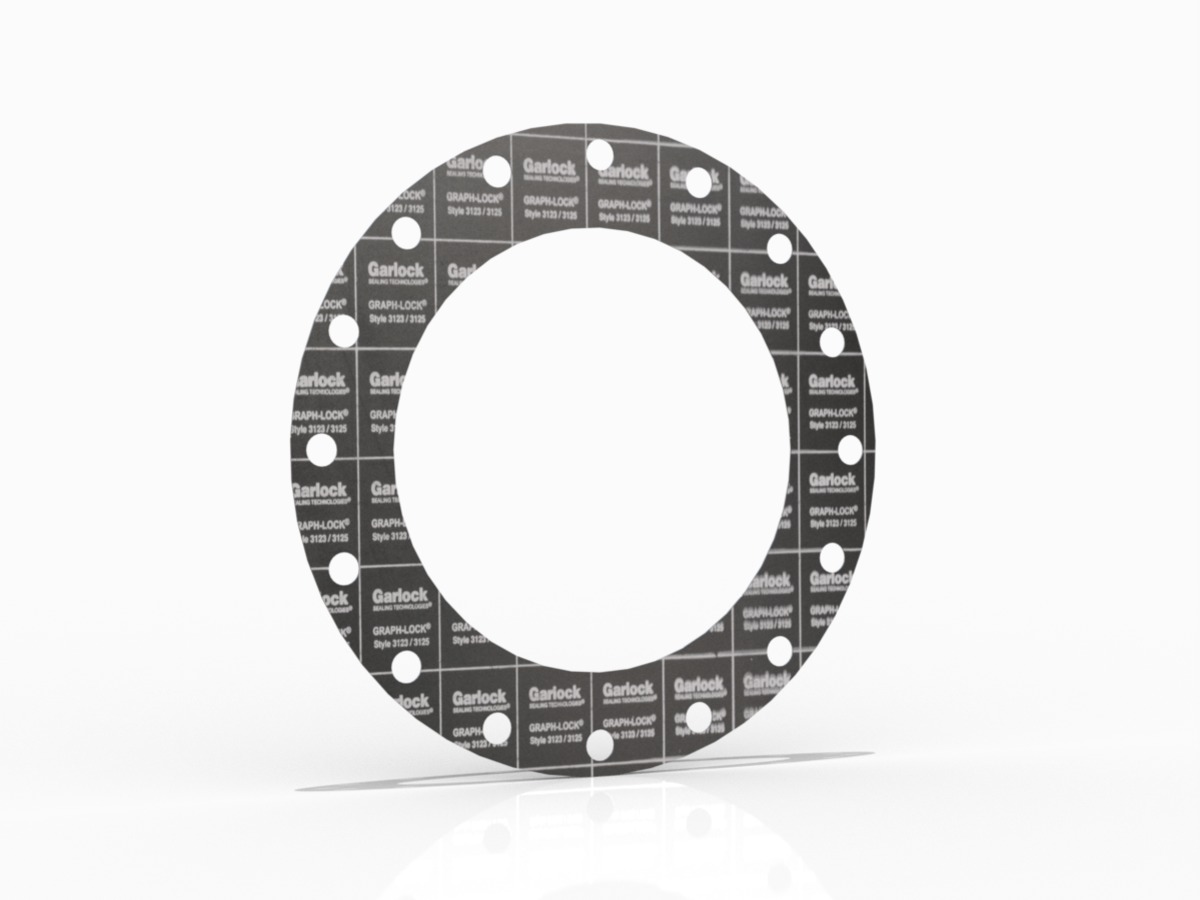 GRAPH-LOCK® Style 3123/3125 Full Face Gasket, Graphite, 12 Inch ASME B16.5 Class 300, 0.063 Inch Thick, 16 Bolt Holes