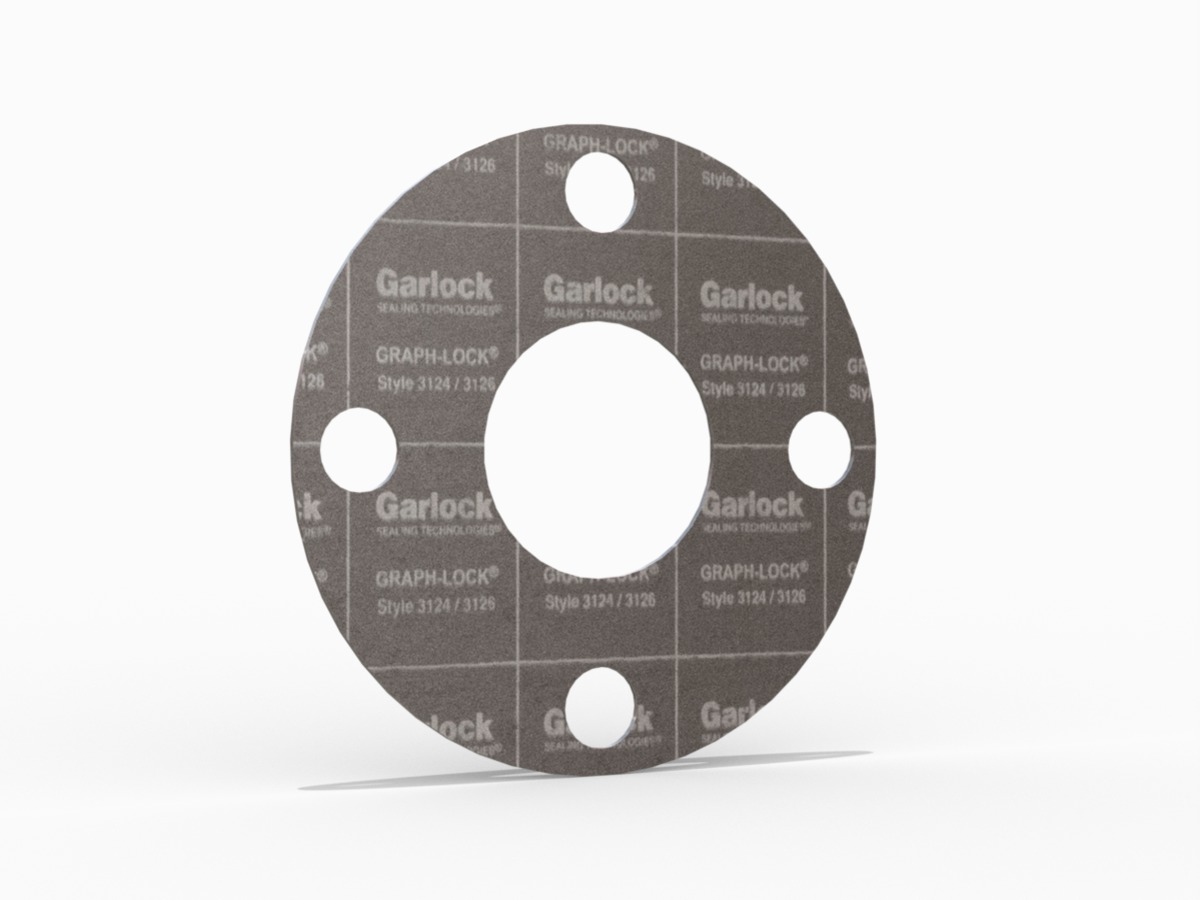GRAPH-LOCK® Style 3124/3126 Full Face Gasket, Graphite, 1 1/2 Inch ASME B16.5 Class 150, 0.125 Inch Thick, 4 Bolt Holes