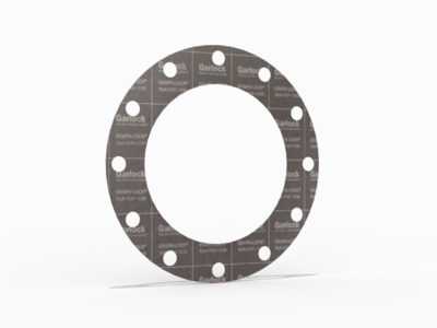 GRAPH-LOCK® Style 3124/3126 Full Face Gasket, Graphite, 10 Inch ASME B16.5 Class 150, 0.063 Inch Thick, 12 Bolt Holes