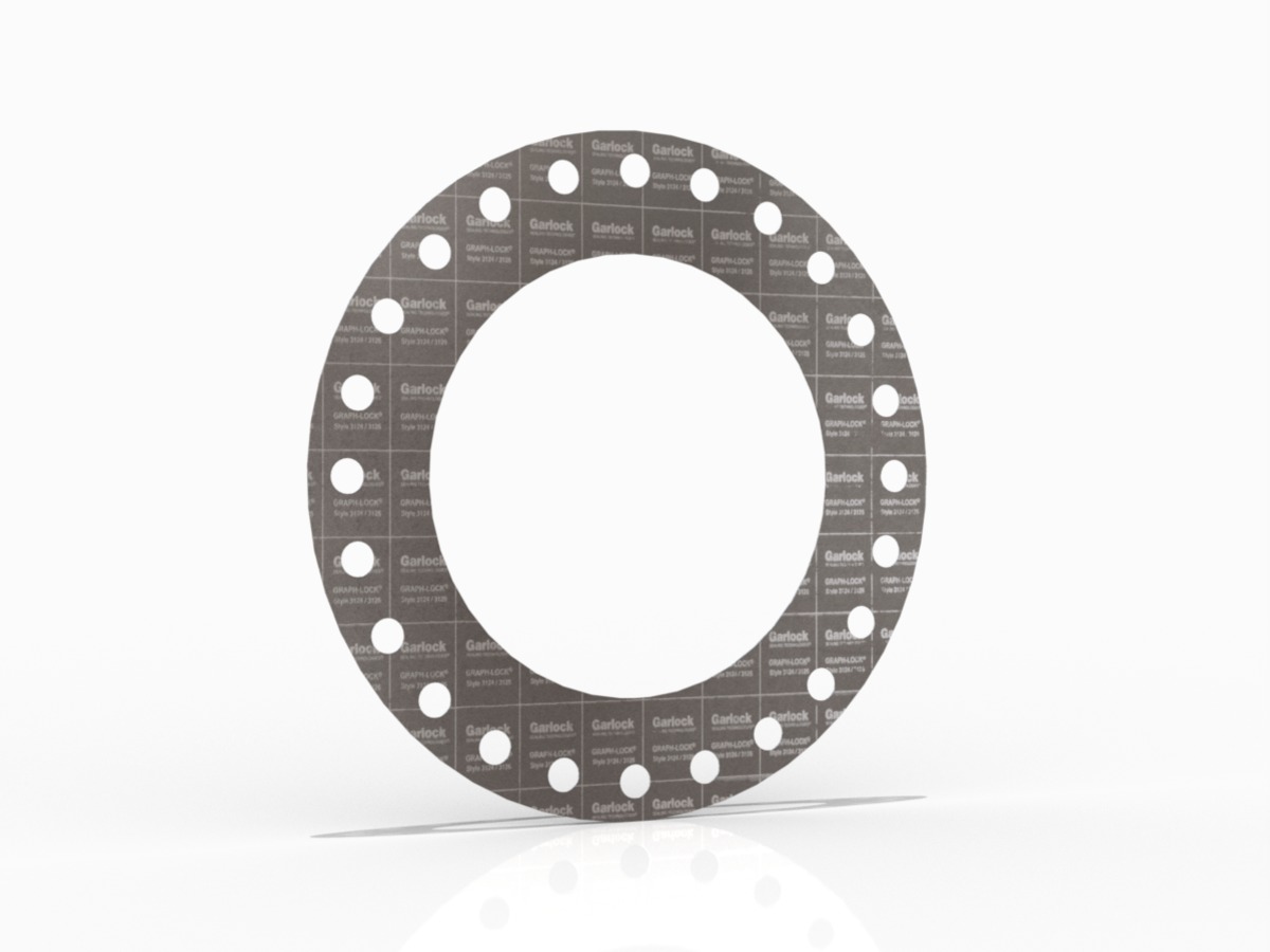 GRAPH-LOCK® Style 3124/3126 Full Face Gasket, Graphite, 18 Inch ASME B16.5 Class 300, 0.063 Inch Thick, 24 Bolt Holes