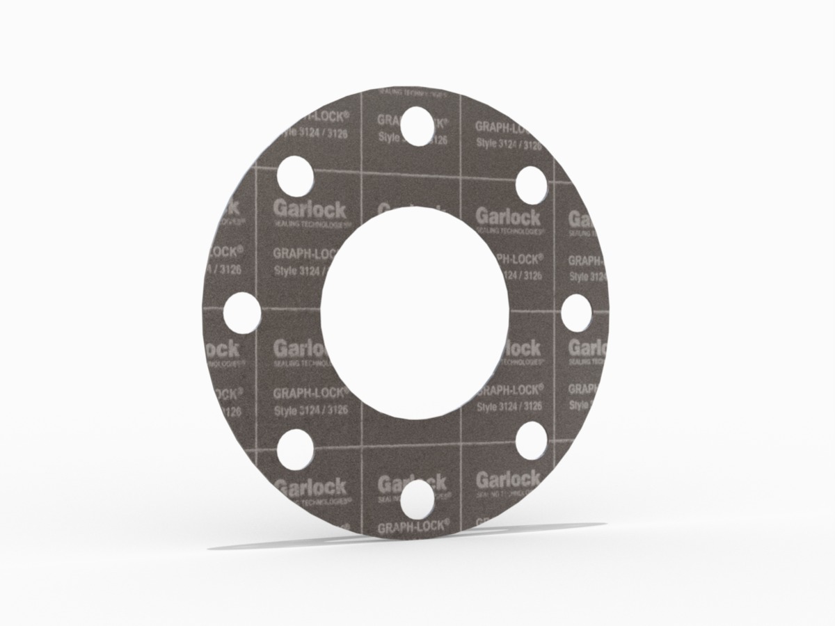 GRAPH-LOCK® Style 3124/3126 Full Face Gasket, Graphite, 2 Inch ASME B16.5 Class 300, 0.063 Inch Thick, 8 Bolt Holes
