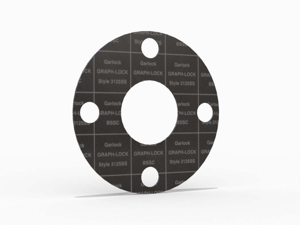 GRAPH-LOCK® Style 3125-SS Full Face Gasket,  Graphite, 0.709 Inch ID X 2.953 Inch OD  0.063 Inch Thick EN 1514-1 DN 10 PN 6, 4 Bolt Holes