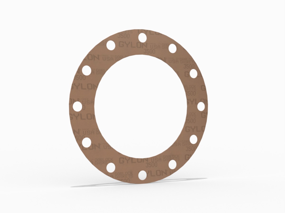 GYLON® Style 3500 Full Face Gasket, PTFE with Silica, 10 Inch ASME B16.5 Class 150, 0.125 Inch Thick, 12 Bolt Holes