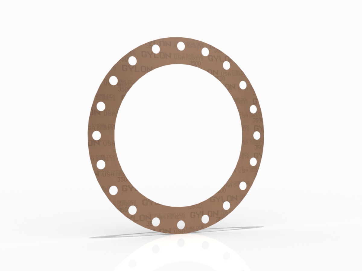 GYLON® Style 3500 Full Face Gasket, PTFE with Silica, 20 Inch ASME B16.5 Class 150, 0.063 Inch Thick, 20 Bolt Holes