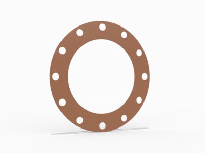 GYLON® Style 3502 Unbranded Full Face Gasket,  PTFE with Silica, 10 Inch ASME B16.5 Class 150 0.063 Inch Thick  12 Bolt Holes   Clean and Bag for O2 Service