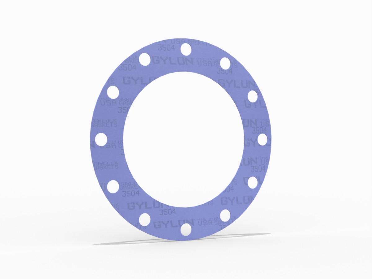 GYLON® Style 3504 Full Face Gasket, PTFE with Aluminosilicate Microspheres, 10 Inch ASME B16.5 Class 150, 0.063 Inch Thick, 12 Bolt Holes