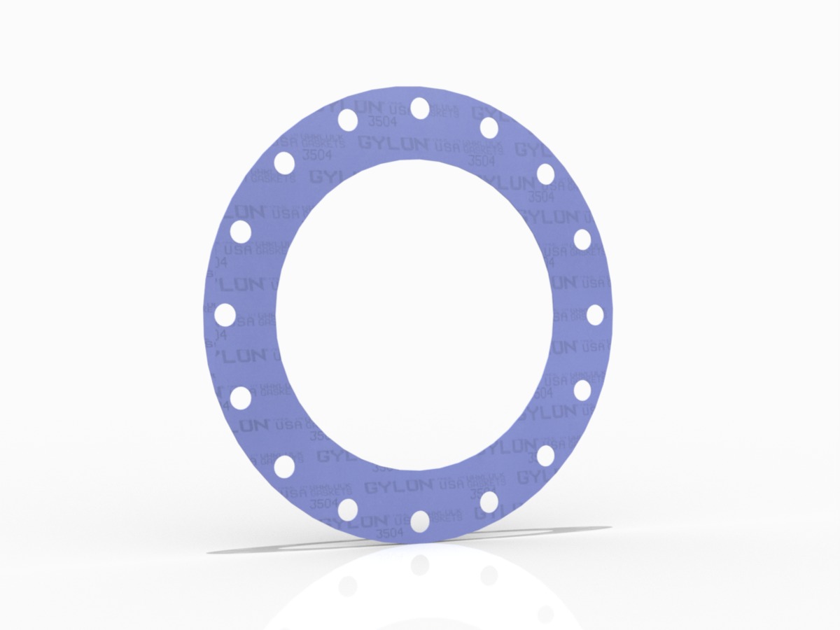 GYLON® Style 3504 Full Face Gasket, PTFE with Aluminosilicate Microspheres, 10 Inch ASME B16.5 Class 300, 0.063 Inch Thick, 16 Bolt Holes
