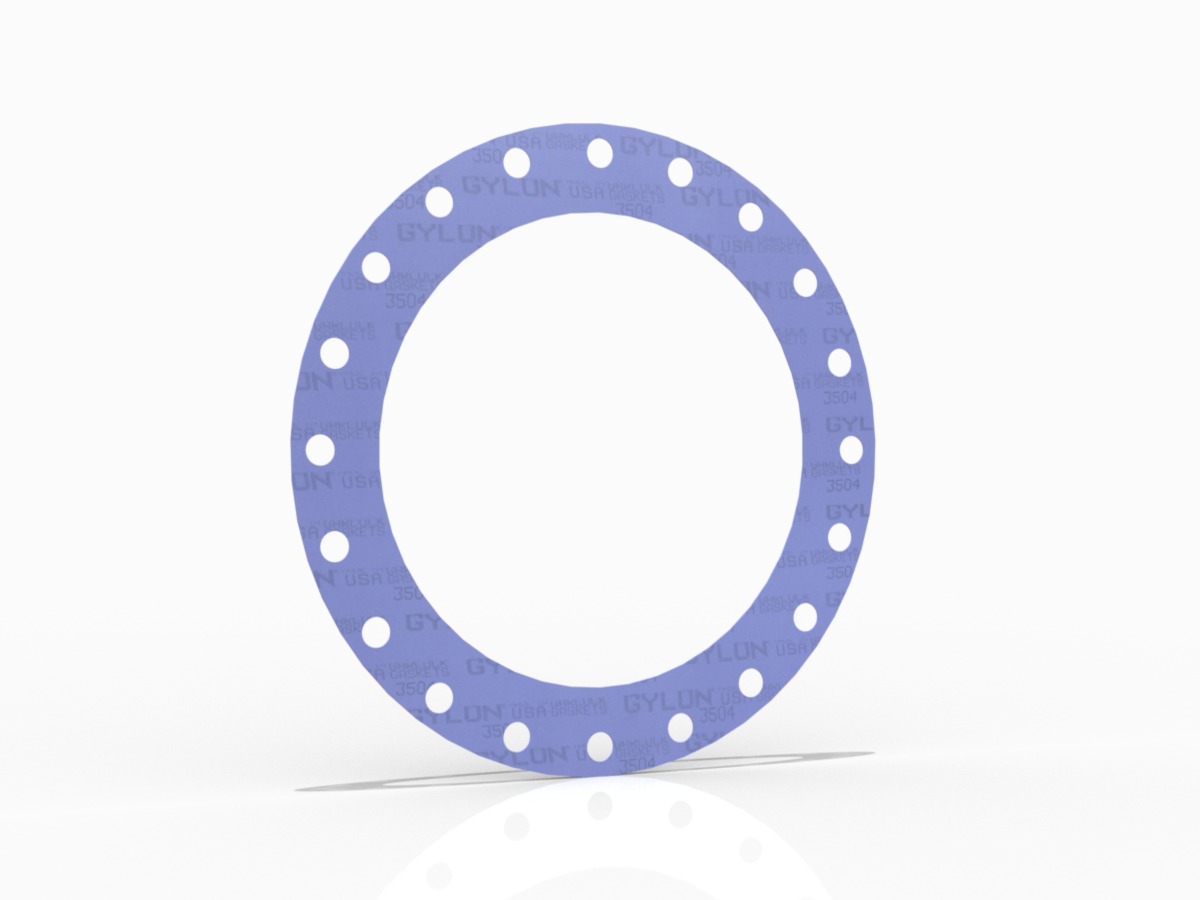 GYLON® Style 3504 Full Face Gasket, PTFE with Aluminosilicate Microspheres, 16 Inch ASME B16.5 Class 300, 0.063 Inch Thick, 20 Bolt Holes