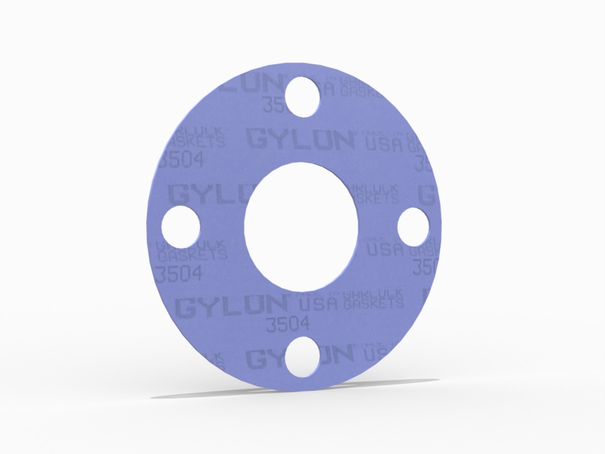 GYLON® Style 3504 Full Face Gasket, PTFE with Aluminosilicate Microspheres, 1/2 Inch ASME B16.5 Class 150, 0.125 Inch Thick, 4 Bolt Holes