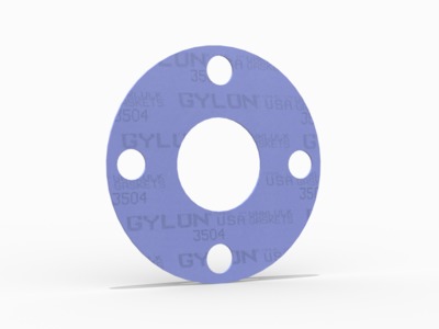 GYLON® Style 3504 Full Face Gasket, PTFE with Aluminosilicate Microspheres, 1/2 Inch ASME B16.5 Class 150, 0.125 Inch Thick, 4 Bolt Holes