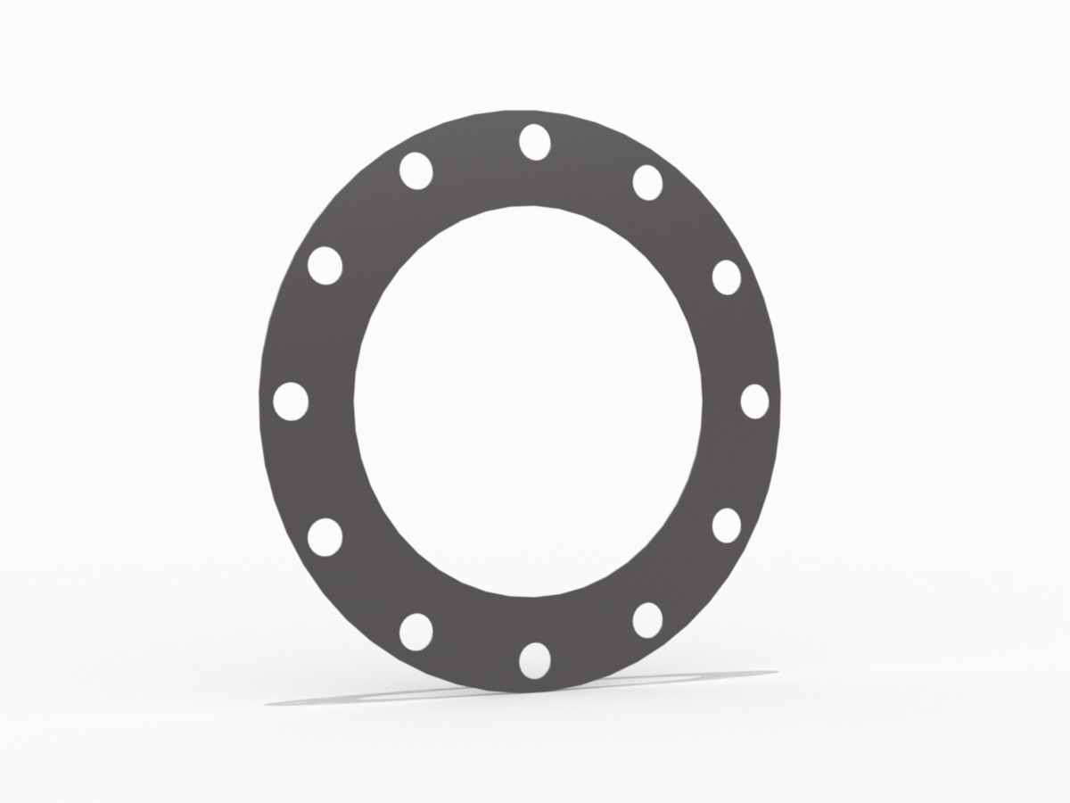 GYLON® Style 3530 Full Face Gasket, PTFE with Graphite, 10 Inch ASME B16.5 Class 150, 0.063 Inch Thick, 12 Bolt Holes