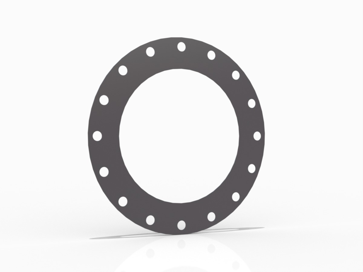 GYLON® Style 3530 Full Face Gasket, PTFE with Graphite, 18 Inch ASME B16.5 Class 150, 0.063 Inch Thick, 16 Bolt Holes