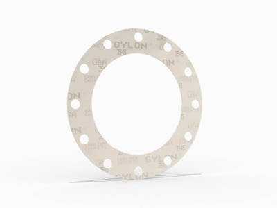 GYLON® Style 3545 Full Face Gasket,  Microcellular PTFE with Rigid PTFE Core, 8.662 Inch ID X 13.386 Inch OD  0.063 Inch Thick EN 1514-1 DN 200 PN 16, 12 Bolt Holes