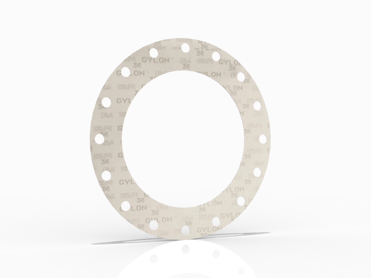 GYLON® Style 3545 Full Face Gasket, Microcellular PTFE with Rigid PTFE Core, 10 Inch ASME B16.5 Class 300, 0.125 Inch Thick, 16 Bolt Holes