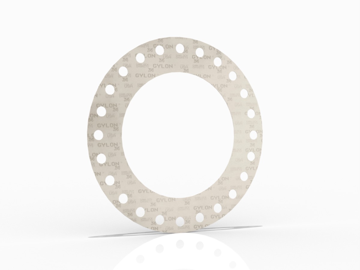 GYLON® Style 3545 Full Face Gasket, Microcellular PTFE with Rigid PTFE Core, 26 Inch ASME B16.47 Series A Class 150, 0.125 Inch Thick, 24 Bolt Holes