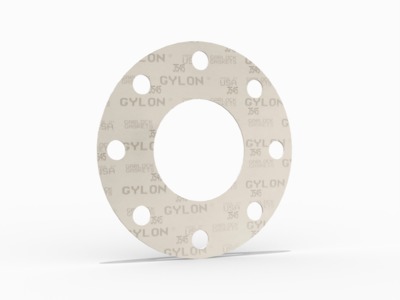 GYLON® Style 3545 Full Face Gasket,  Microcellular PTFE with Rigid PTFE Core, 5.552 Inch ID X 9.843 Inch OD  0.063 Inch Thick EN 1514-1 DN 125 PN 16, 8 Bolt Holes
