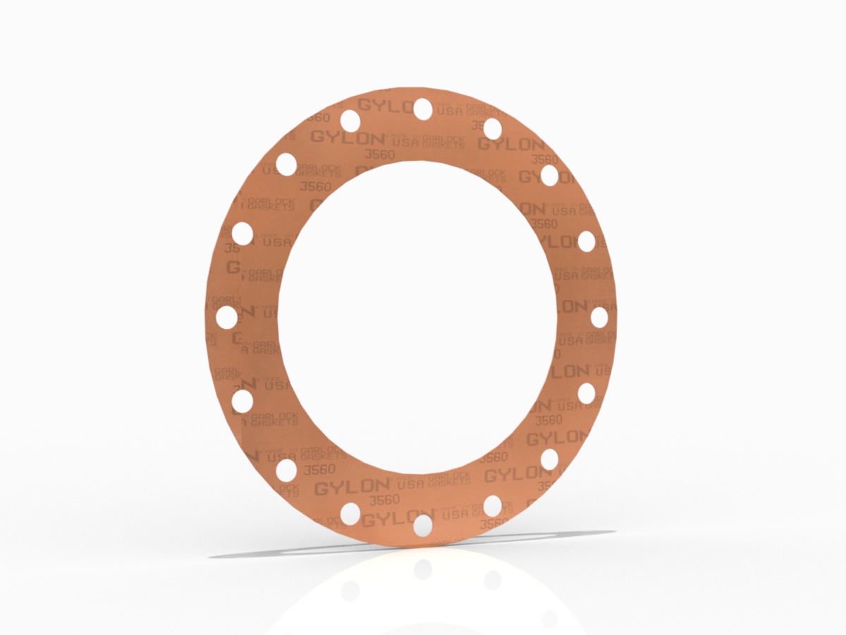 GYLON® Style 3560 Full Face Gasket, PTFE with Silica and Perforated 316L SS Insert, 10 Inch ASME B16.5 Class 300, 0.125 Inch Thick, 16 Bolt Holes