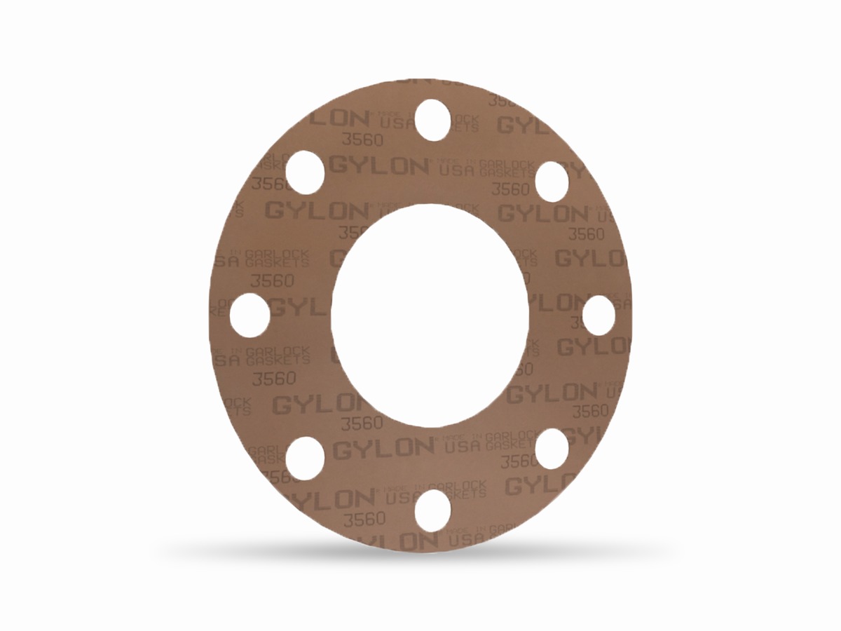 GYLON® Style 3560 Full Face Gasket, PTFE with Silica and Perforated 316L SS Insert, 8 Inch ASME B16.5 Class 150, 0.063 Inch Thick, 8 Bolt Holes
