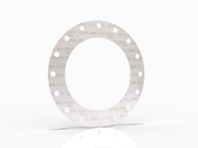 GYLON® Style 3561 Full Face Gasket, PTFE with Barium Sulfate and Perforated 316L SS Insert, 10 Inch ASME B16.5 Class 300, 0.063 Inch Thick, 16 Bolt Holes