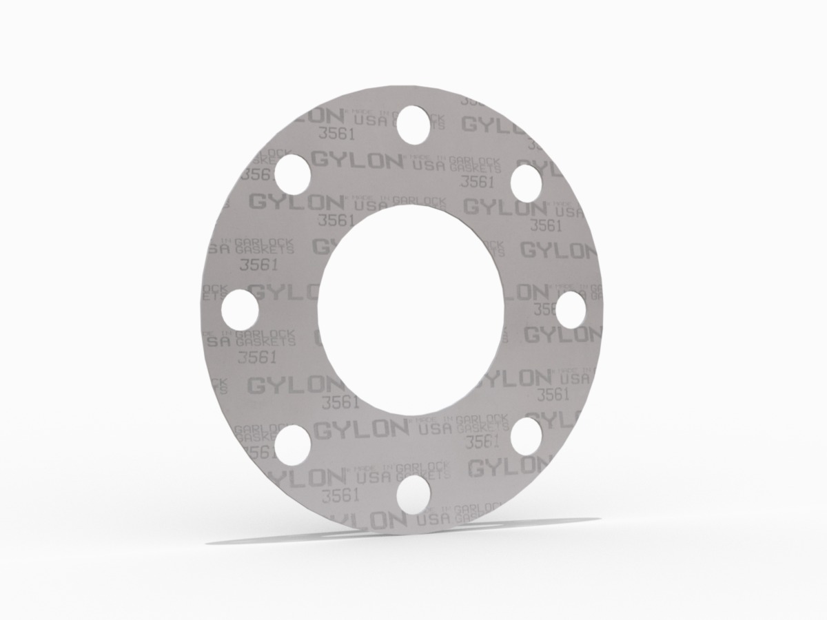GYLON® Style 3561 Full Face Gasket, PTFE with Barium Sulfate and Perforated 316L SS Insert, 4 Inch ASME B16.5 Class 150, 0.125 Inch Thick, 8 Bolt Holes