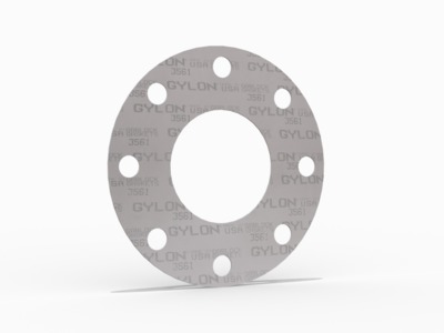 GYLON® Style 3561 Full Face Gasket, PTFE with Barium Sulfate and Perforated 316L SS Insert, 5 Inch ASME B16.5 Class 150, 0.063 Inch Thick, 8 Bolt Holes